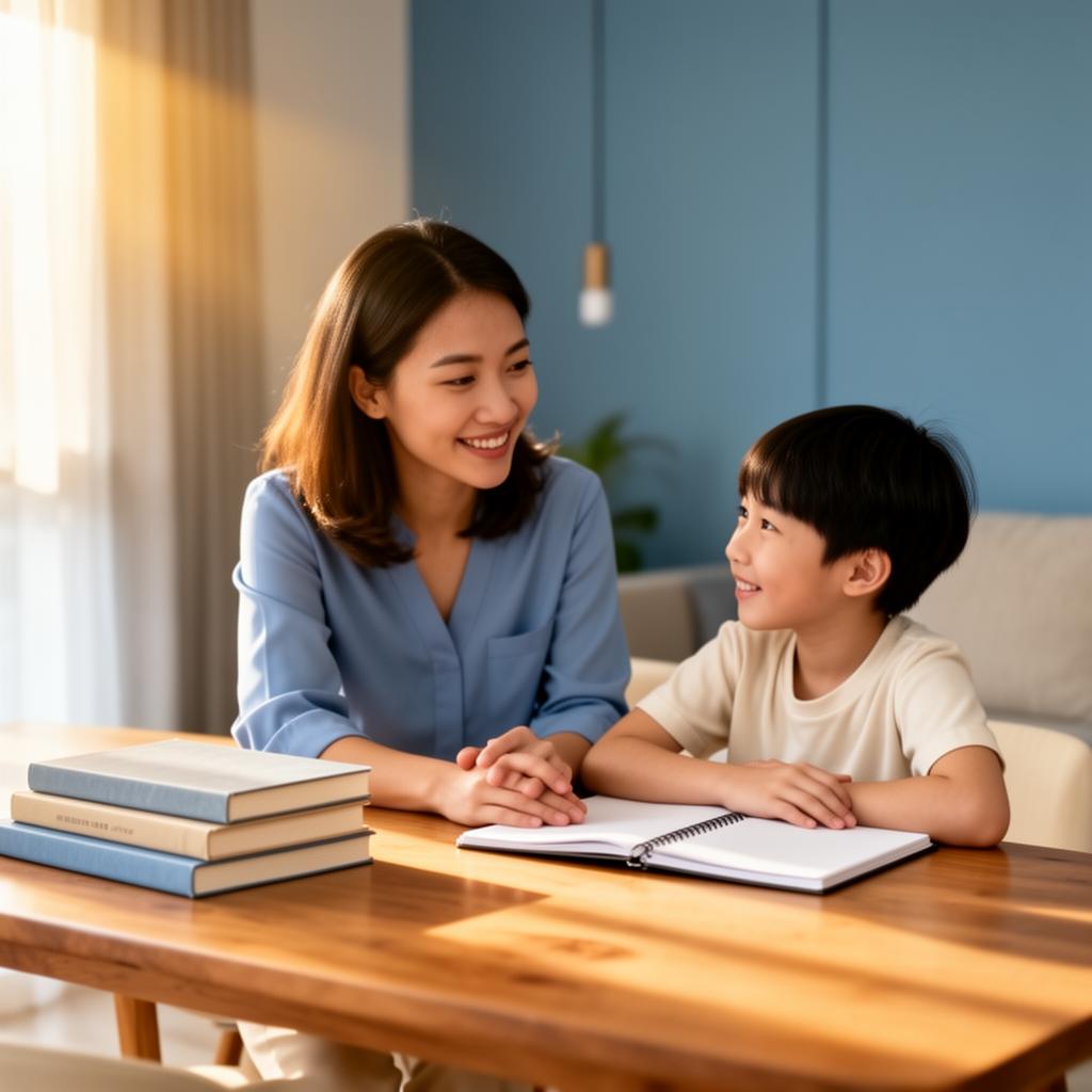 ครูสอนพิเศษกำลังสอนนักเรียนที่บ้าน